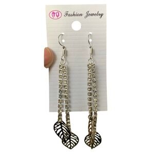Fashion Jewelry Rhinestone Dangle Earrings Leaf‎ Charm Drop Earrings